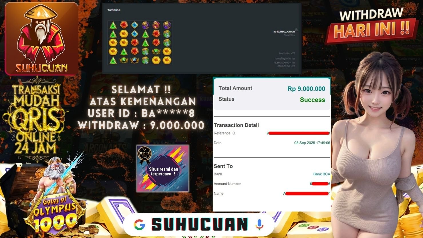 SUHUCUAN JACKPOT SLOT GATES OF OLYMPUS 1000